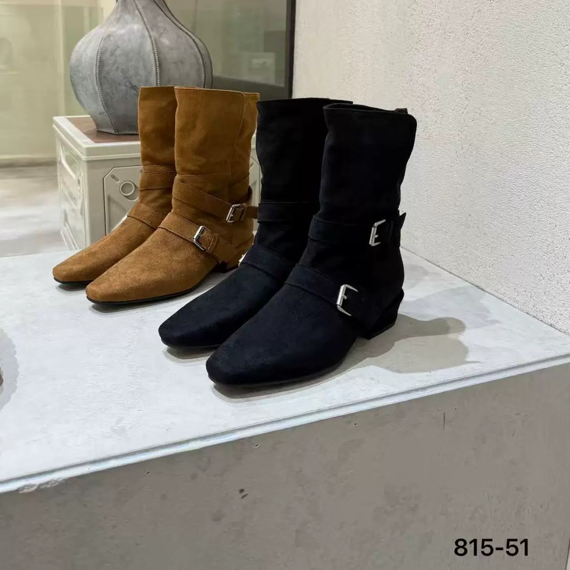 厚底时装靴女新款复古显瘦套筒马丁靴短靴815-51（不加绒）