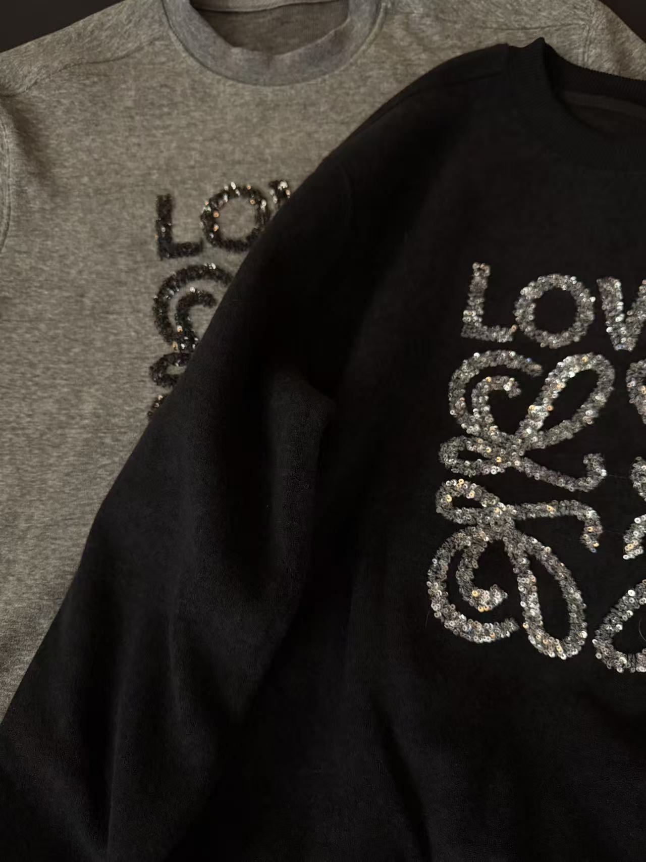 CHENGX2 2025秋冬新品重工亮片款加绒圆领重磅宽松圆领卫衣803