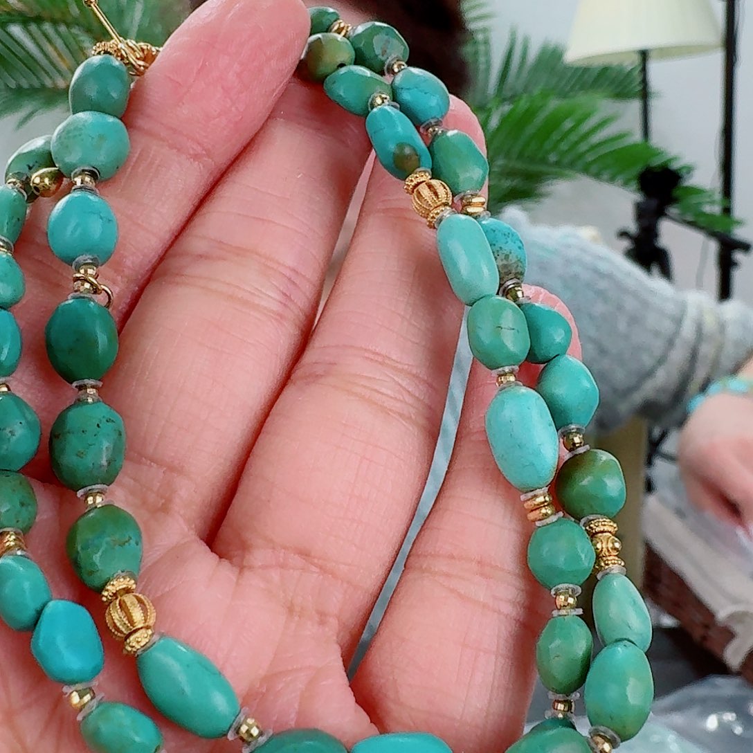 18K金镶嵌绿松石珠宝奇石