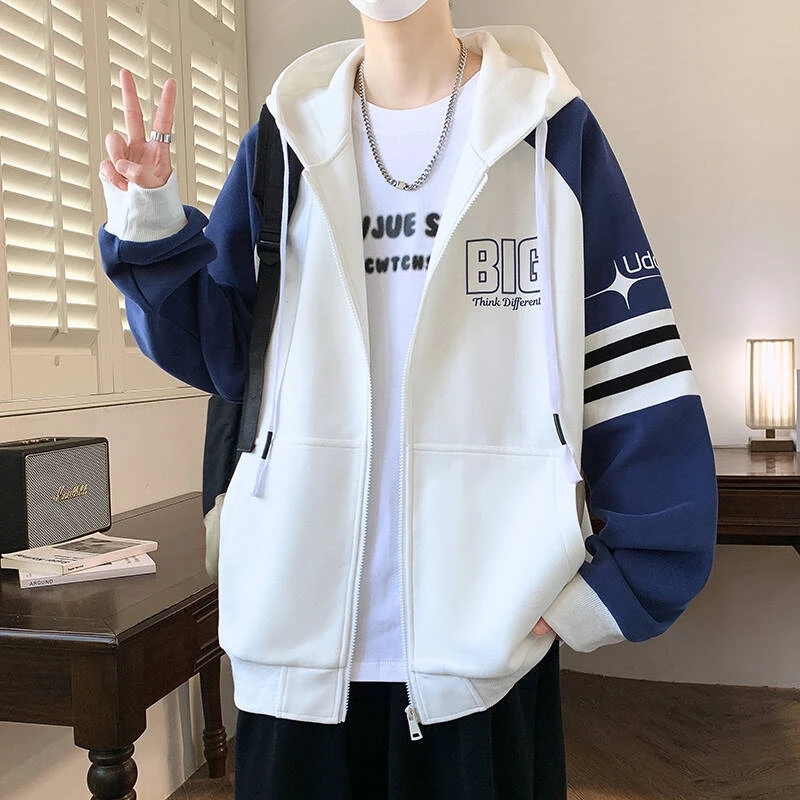 春秋季新款青少年韩系运动清新外套连帽帅气宽松型百搭开衫男潮
