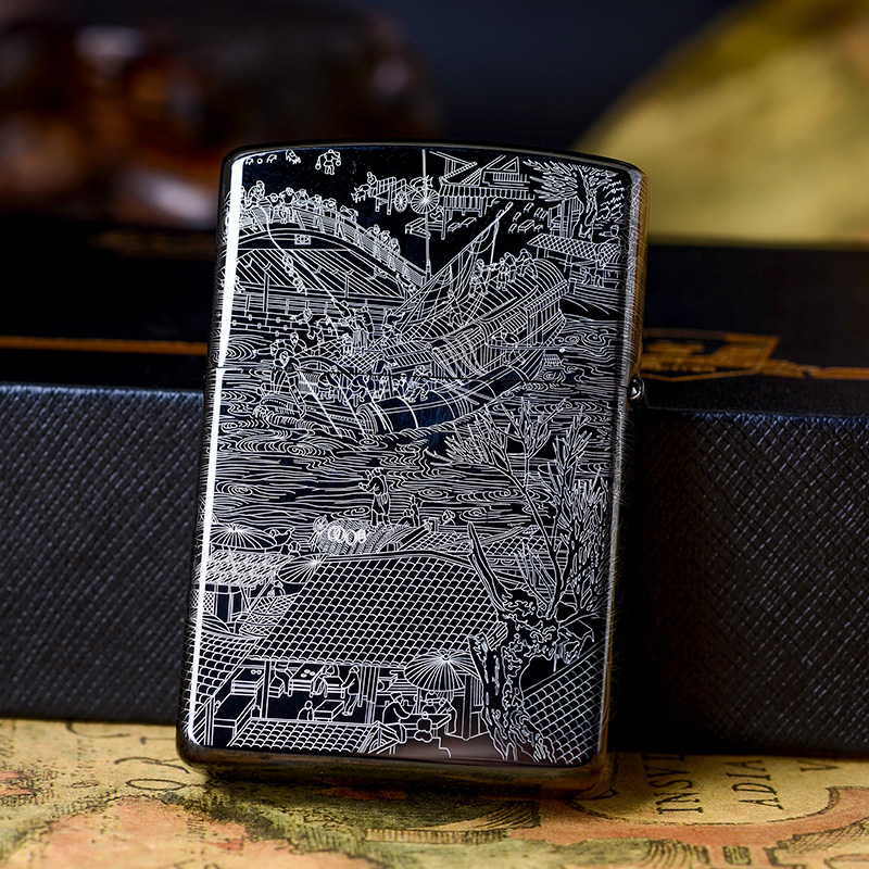 黑冰限量清明上河图砂轮打火机【全新机无煤油】
