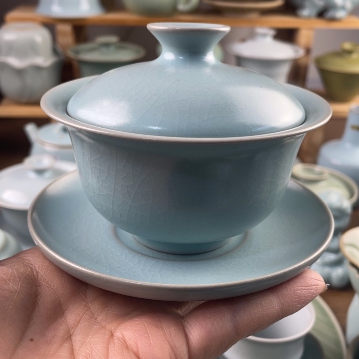 J原矿原产地微瑕福利仿古三才元宝盖碗