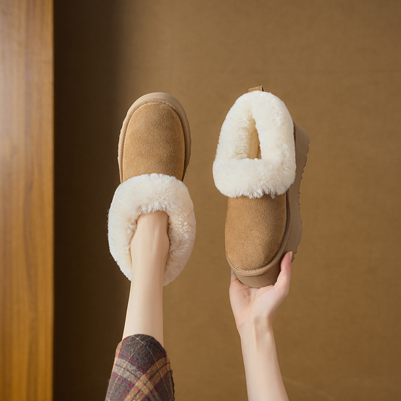 2025冬季新款雪地靴女澳洲皮毛一体厚底加绒女靴保暖一脚蹬毛毛鞋