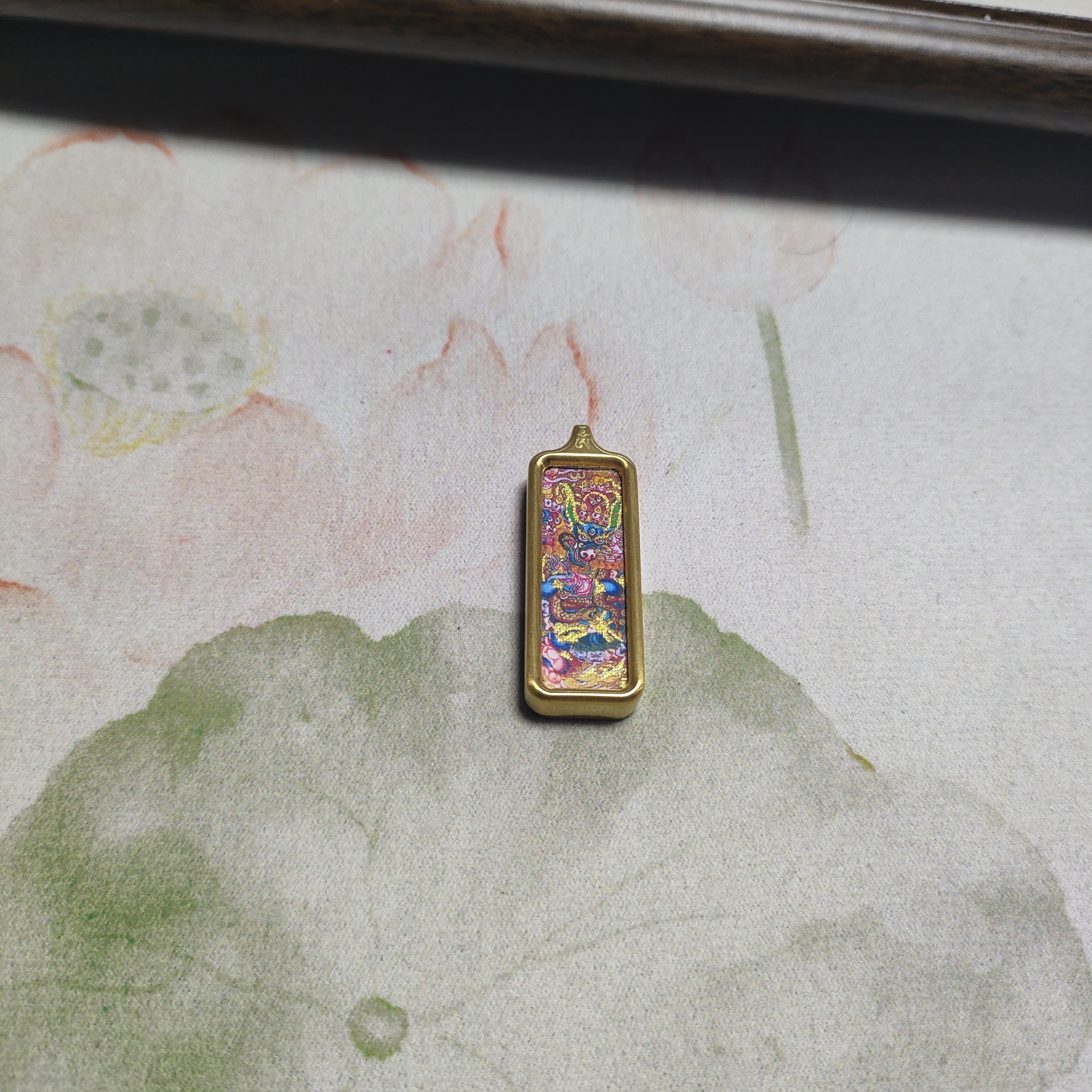 大威德小金砖1*3钛钢描金小唐卡