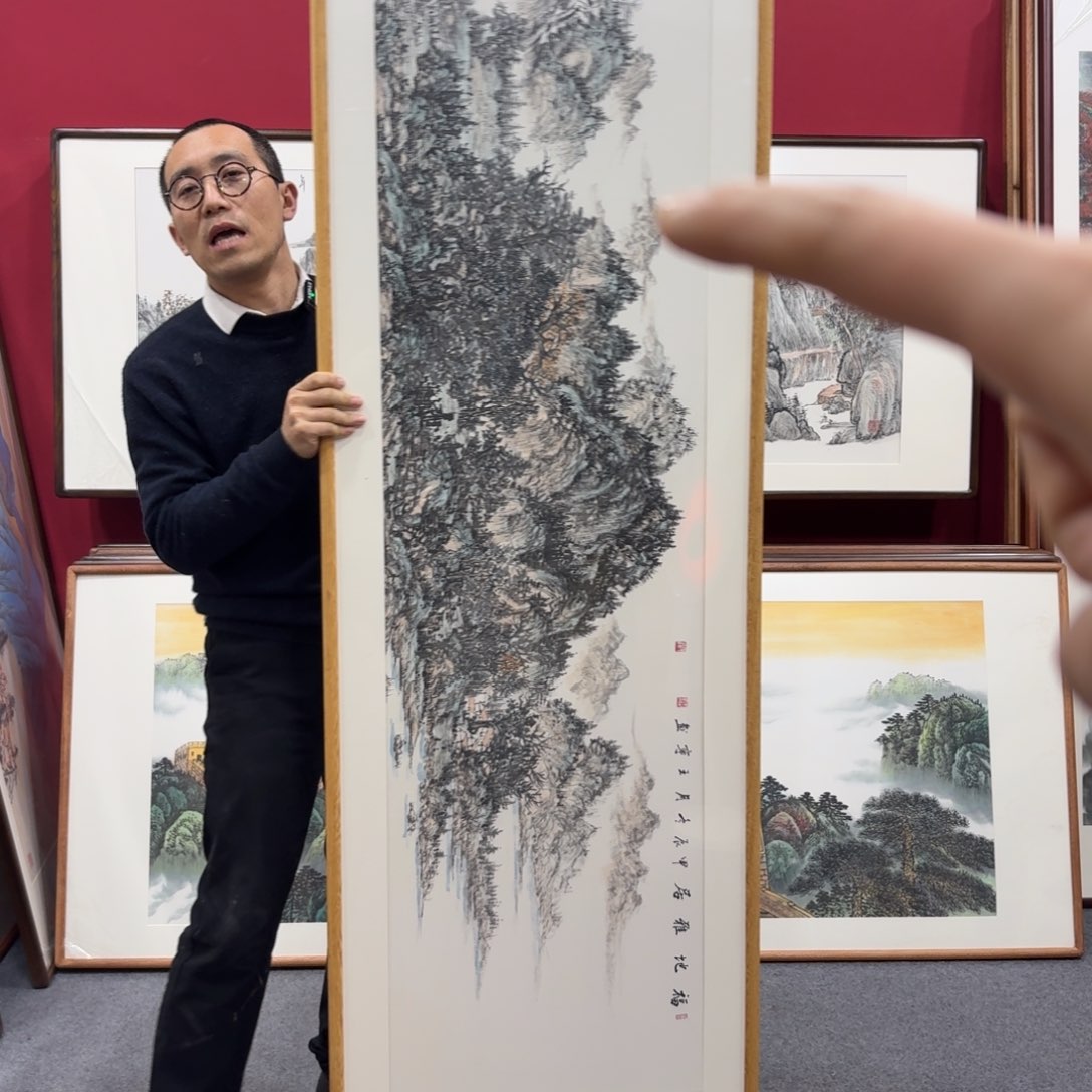 国画带框绘画210/60尺寸