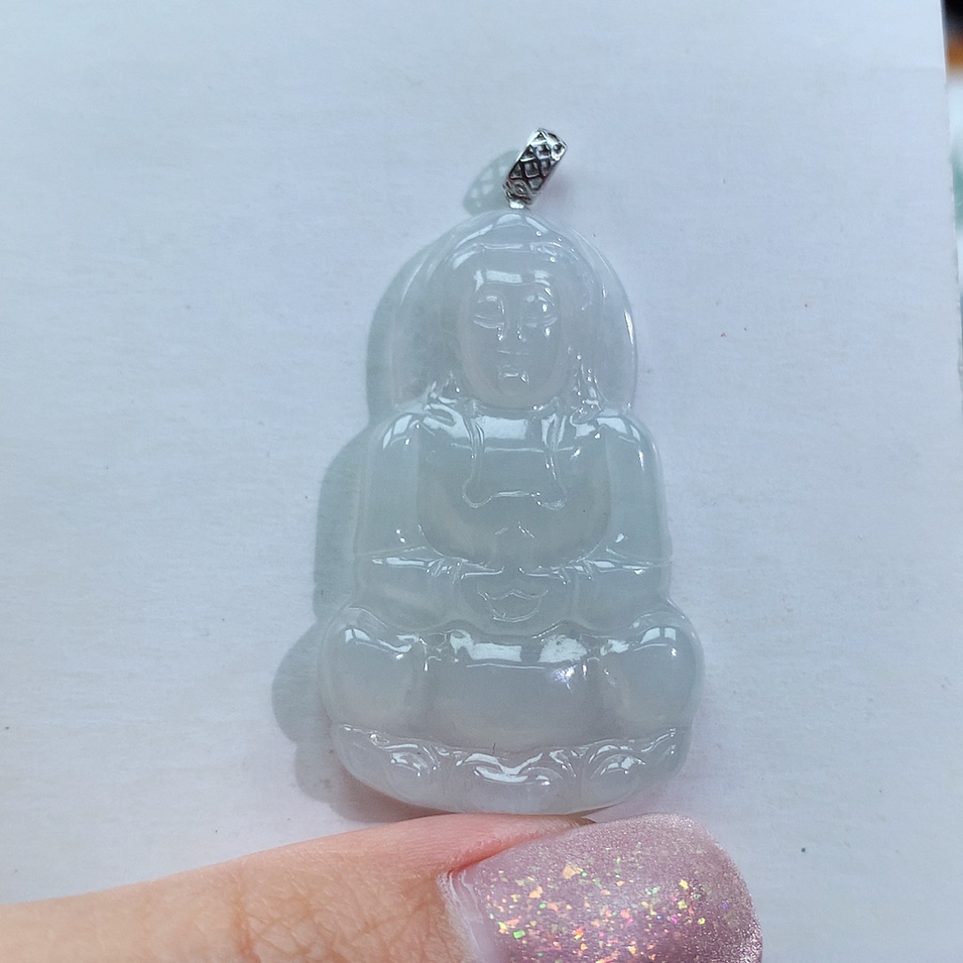 翡翠颈饰18K金镶嵌观音