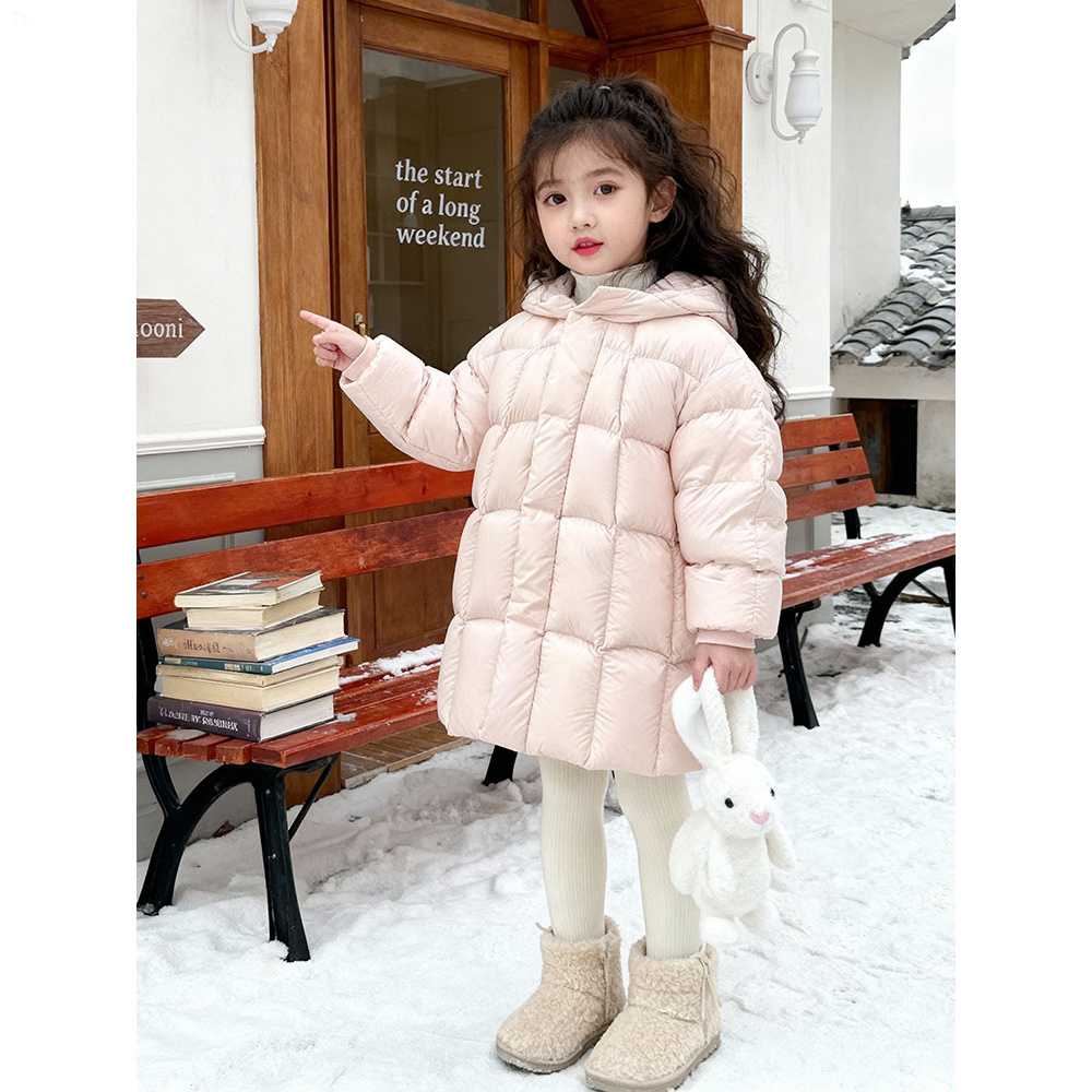 童泰【断码】童装女童轻薄羽绒棉服2025新款冬季儿童90白鸭棉中长款