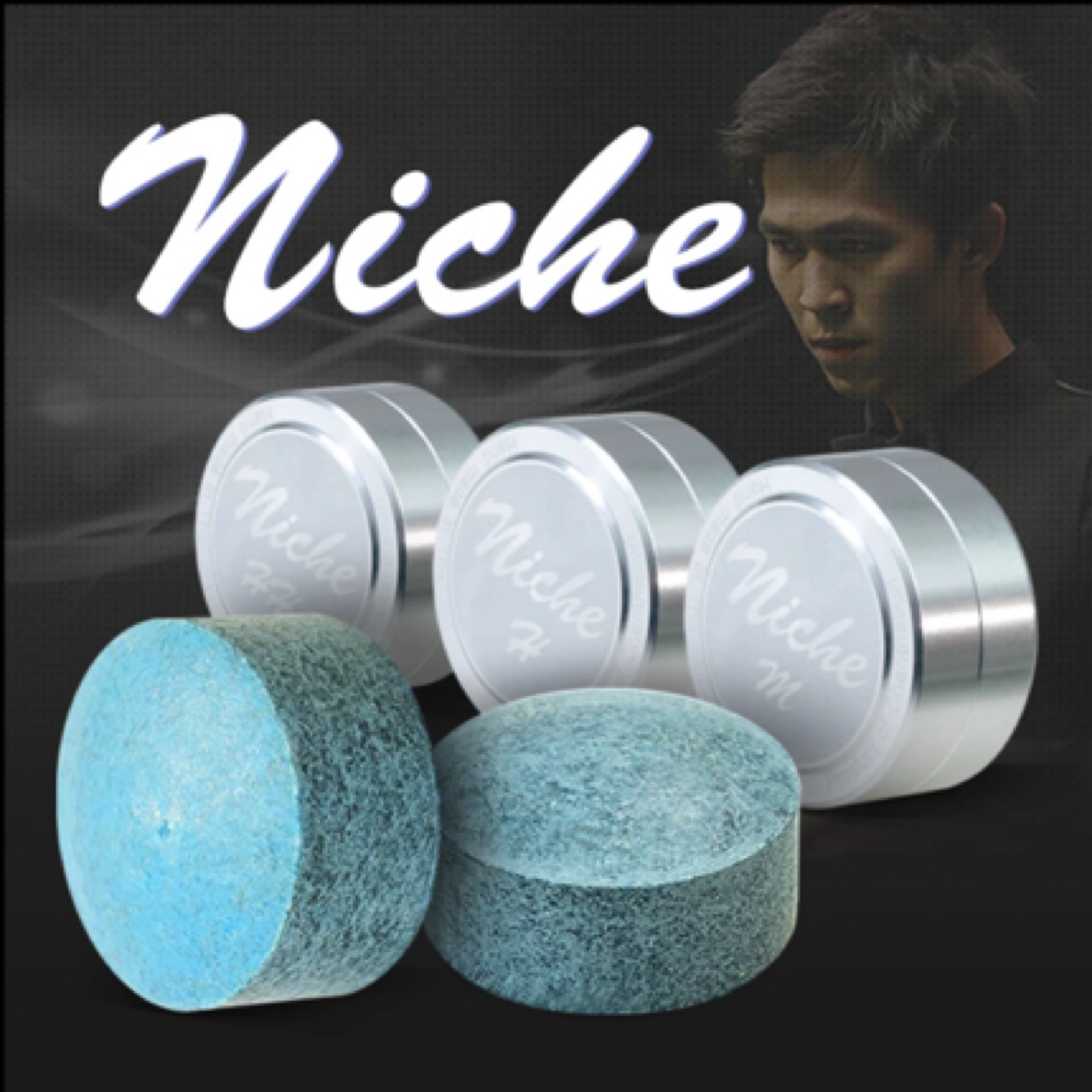泰国Niche皮头蓝钻斯诺克职业杆头中式黑八球杆小杆头通用皮头