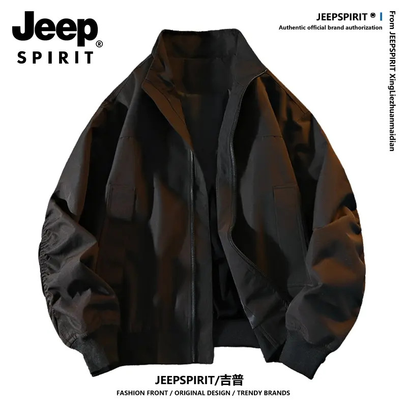 JEEPSPIRIT吉普挺括防风教练夹克男士冬季加棉加厚短宽美式棒球服