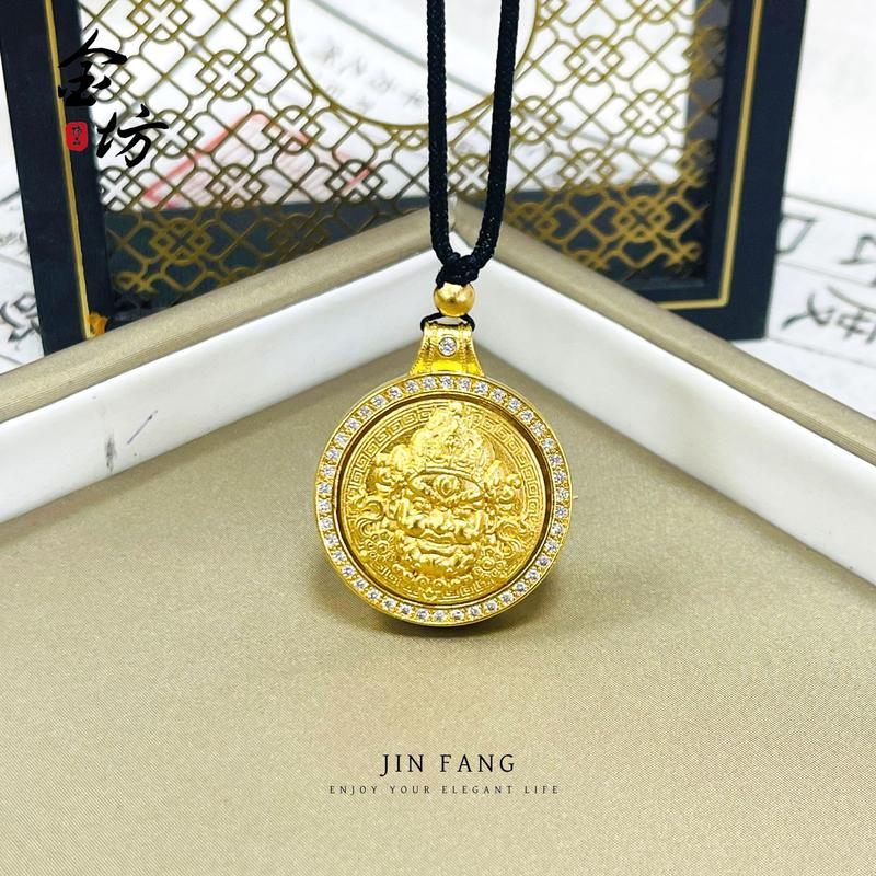 镶钻转动黄财神吊坠高保色新中式国风挂坠