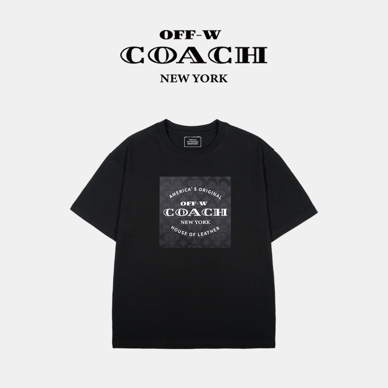 OFF-WCOACH 一线轻奢【经典老花】潮流圆领T恤百搭休闲夏季半袖t恤