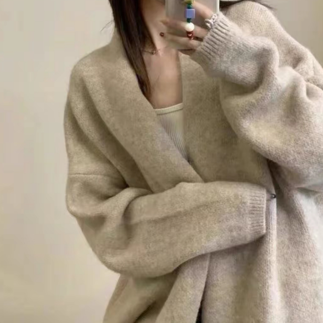 薄款女常规款落肩袖长袖毛针织衫慵懒风时尚韩版秋冬
