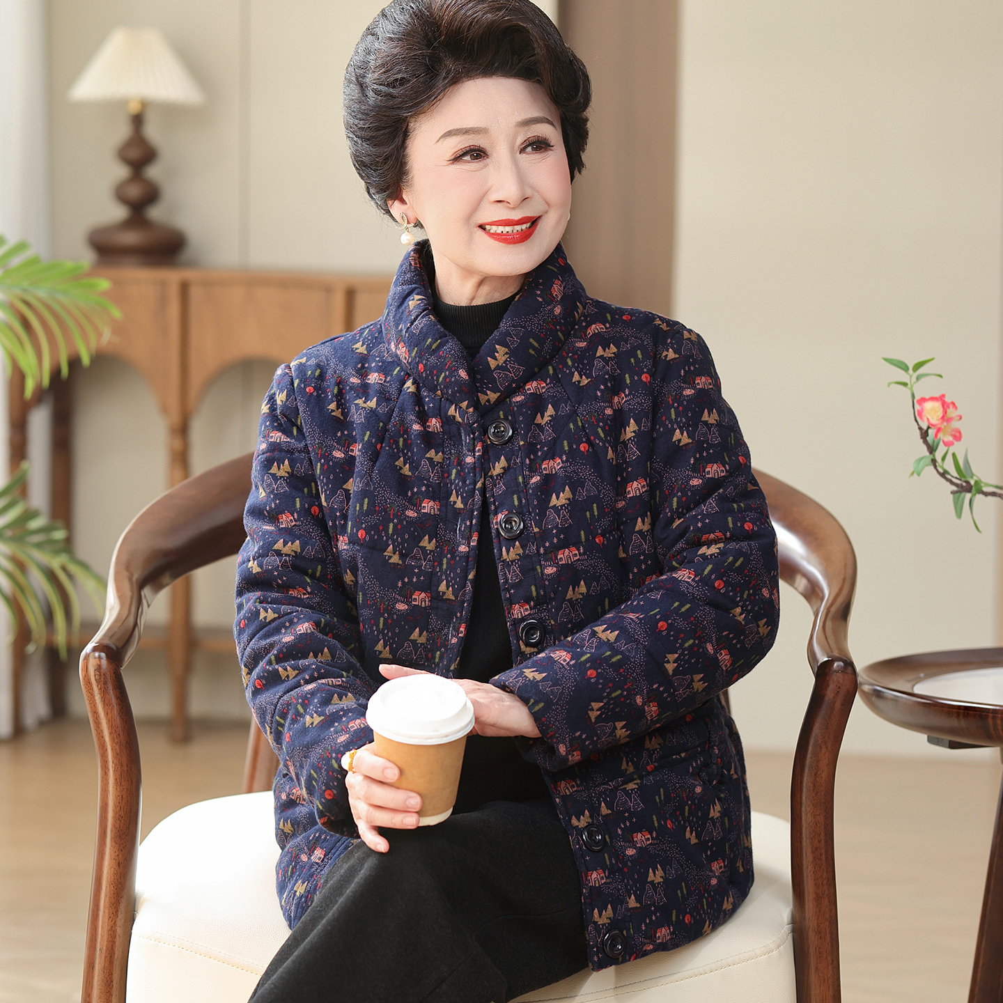 老年人女冬装妈妈棉服全棉外套加厚棉袄冬季中老年奶奶装保暖棉衣