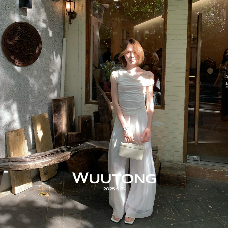 WuuTong【罗曼史】高级感素色蕾丝拼接气质显瘦小众设计感上衣女装