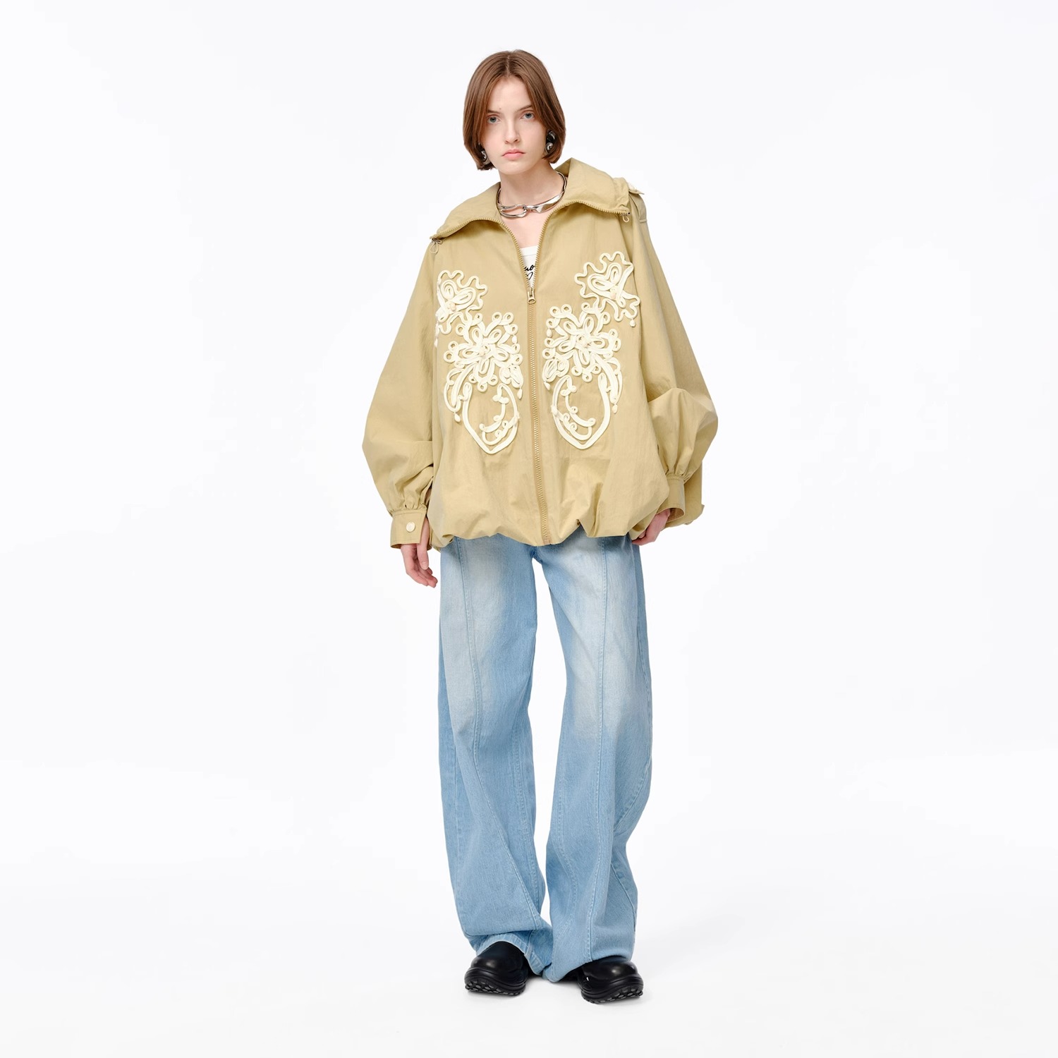 XIAOLI筱李 25春夏绳盘绣卡其色外套