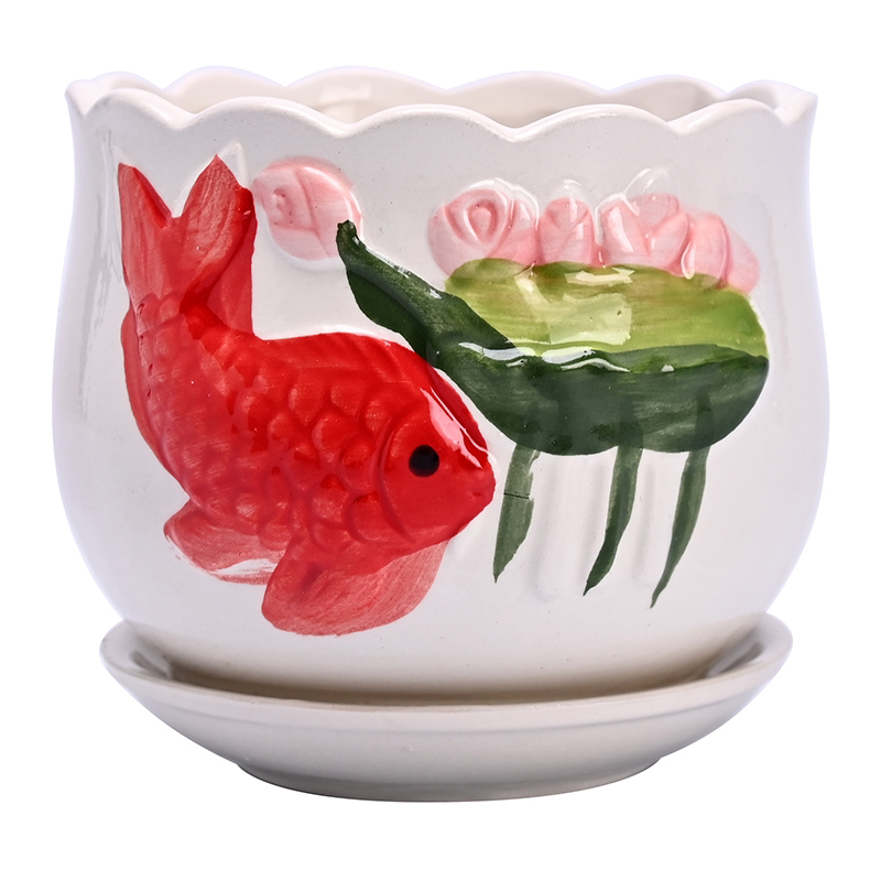 花盆陶瓷带托盘家用创意个性家用绿萝吊兰多肉花盆透气