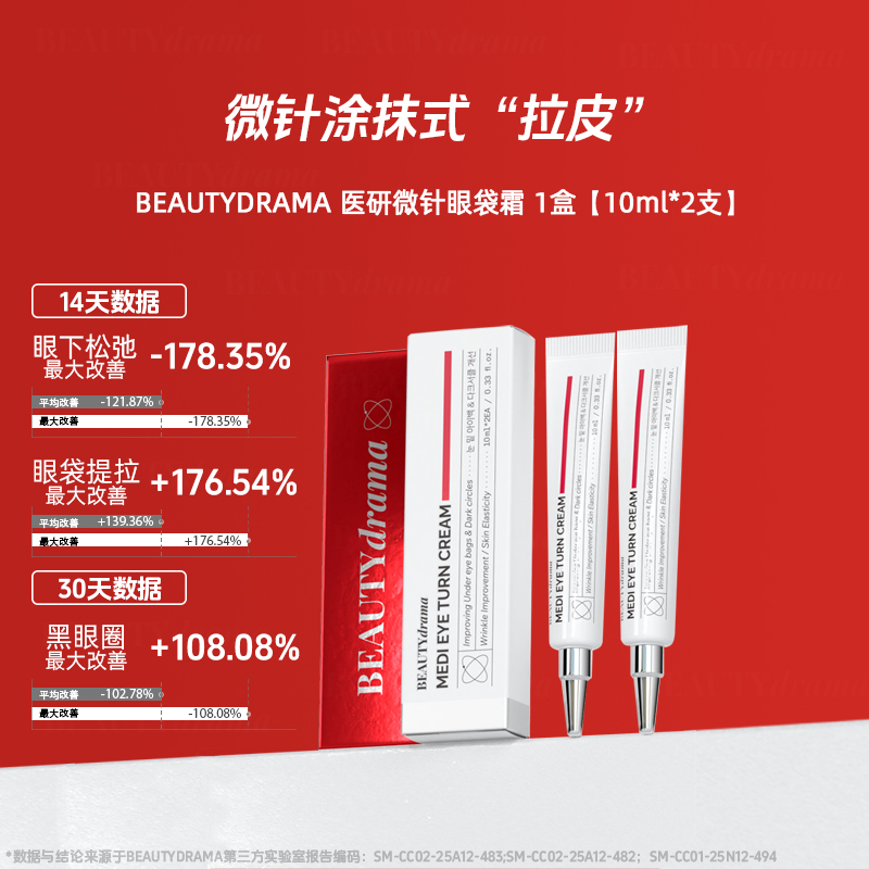 【官方自营】BEAUTYDRAMA医研眼部紧致霜微针眼霜美白补水保湿