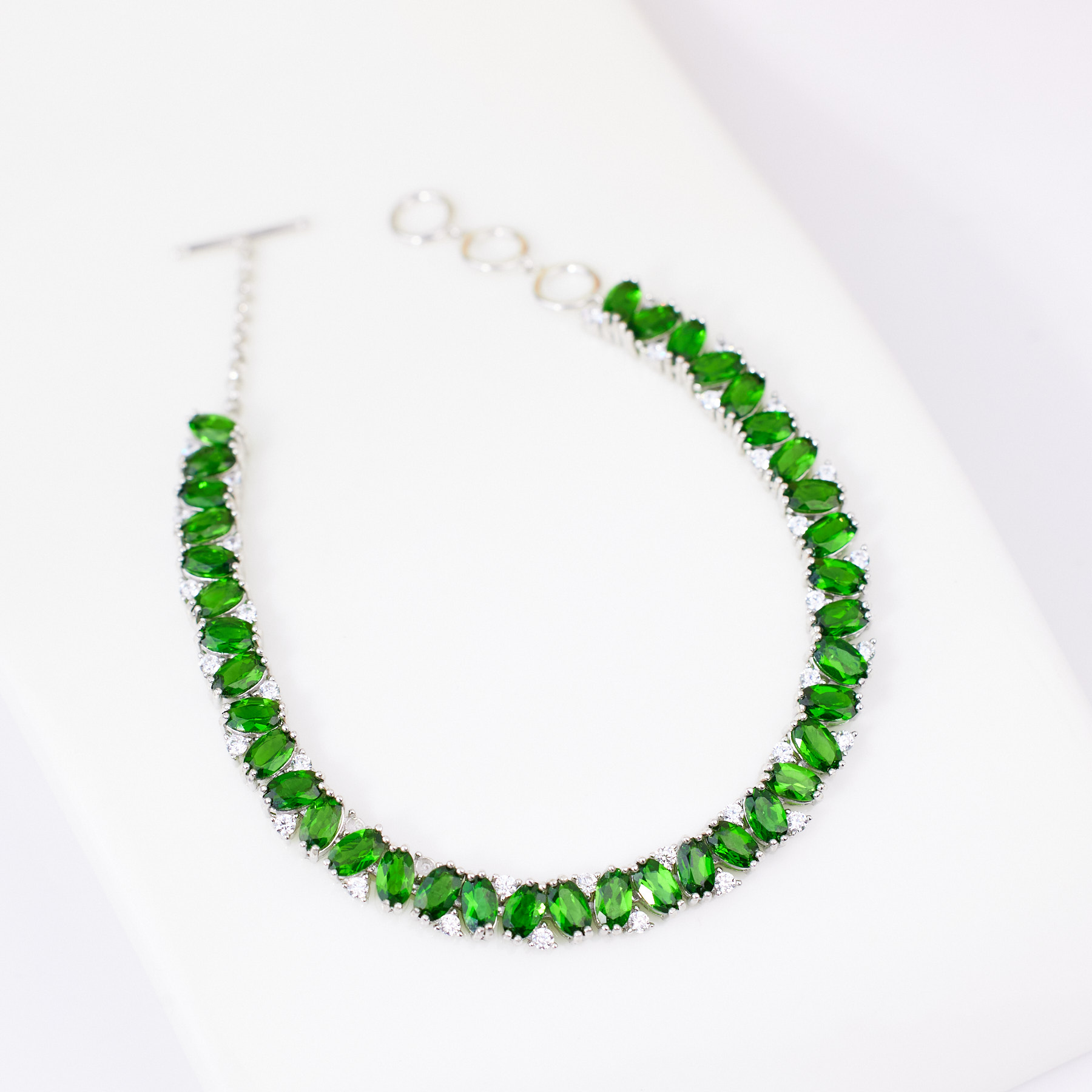 【歪歪】透辉石手链*S925银镶嵌E8804