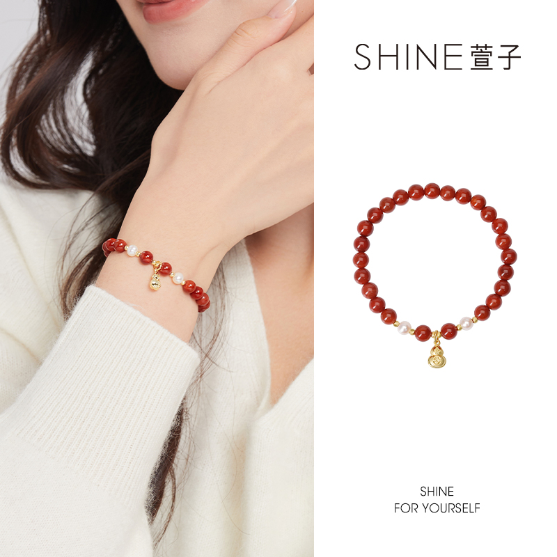 萱子玛瑙手链亮红色高级显贵气显白减龄显气质