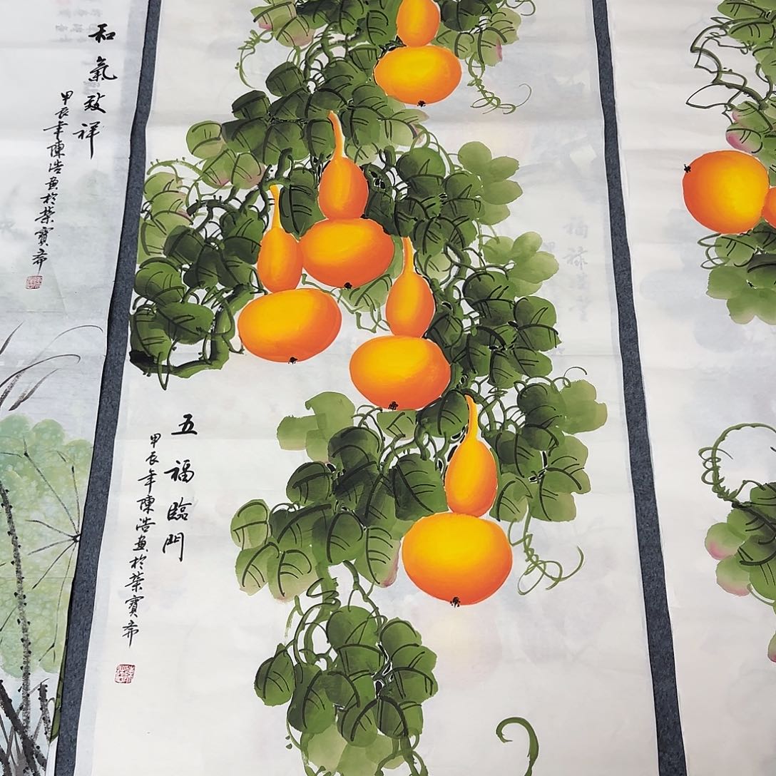 国画尺寸70X138手绘作品 