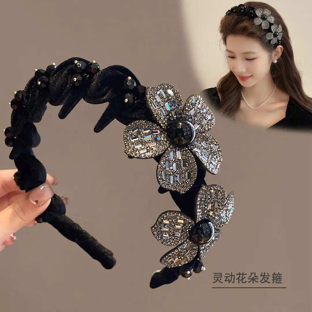 高级感花朵发箍女高颅顶2025新款轻奢洋气时尚洗脸头箍压发卡头饰商品图