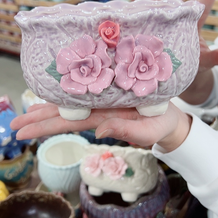 有孔，凑单福利满10元发货陶瓷多肉花盆！