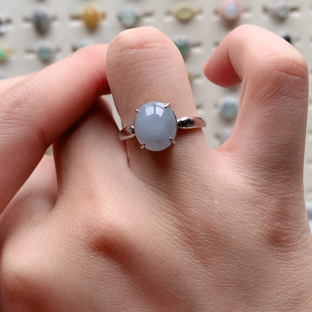 翡翠戒指银S925镶嵌0043