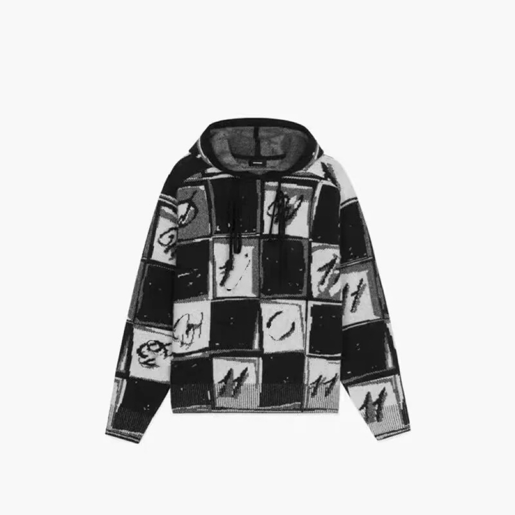 中长款拼接带帽长款连帽百搭针织厚款秋冬毛衣