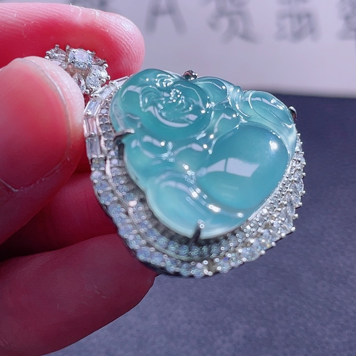 翡翠颈饰银S925镶嵌999999999