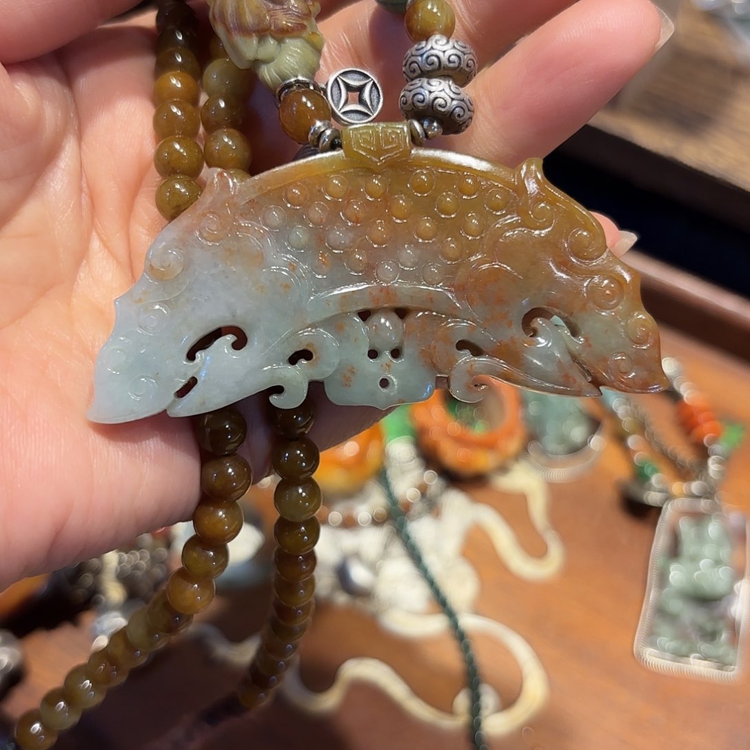 翡翠颈饰未镶嵌秃**胖原创