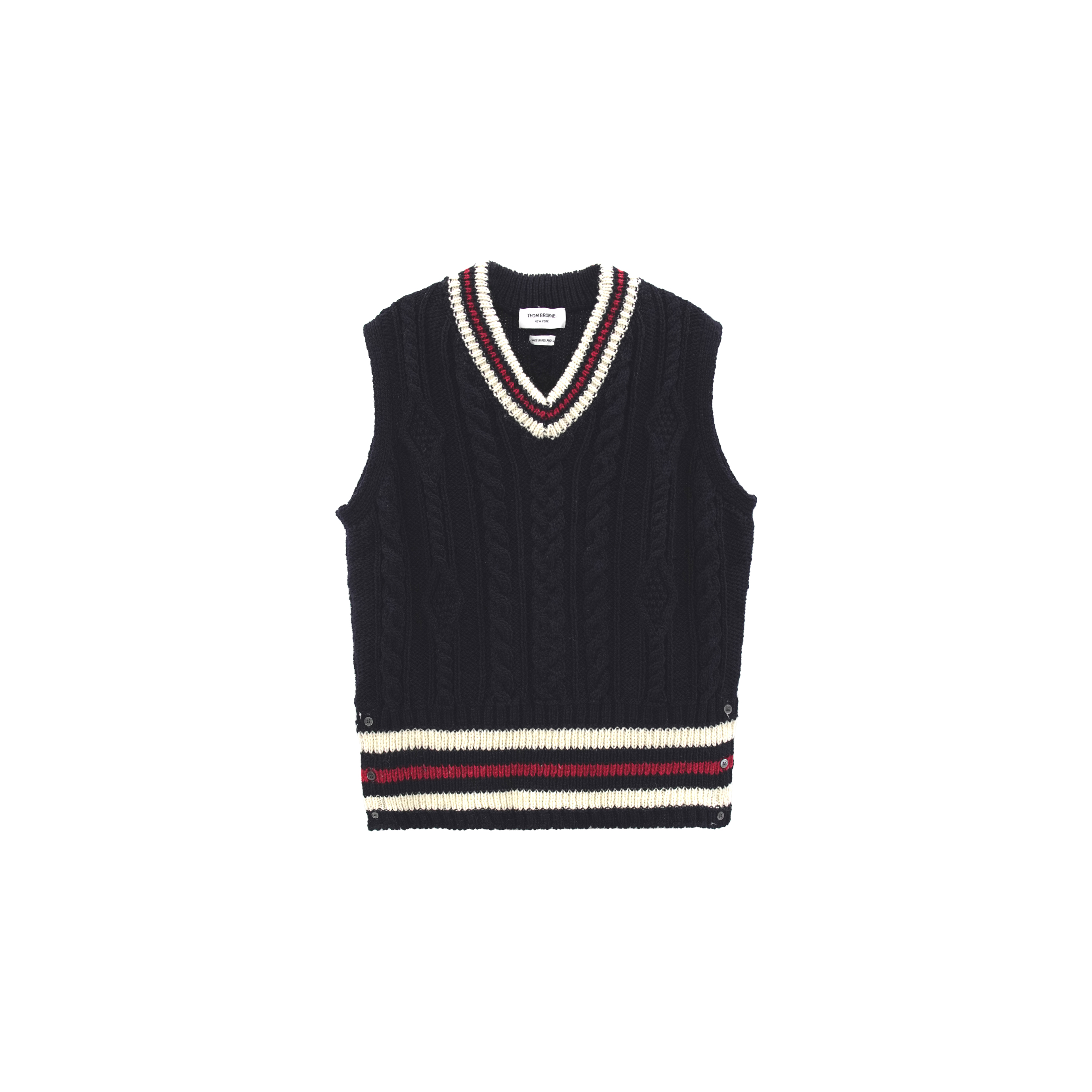 全新未使用 THOMBROWNE 经典V领螺纹羊毛背心