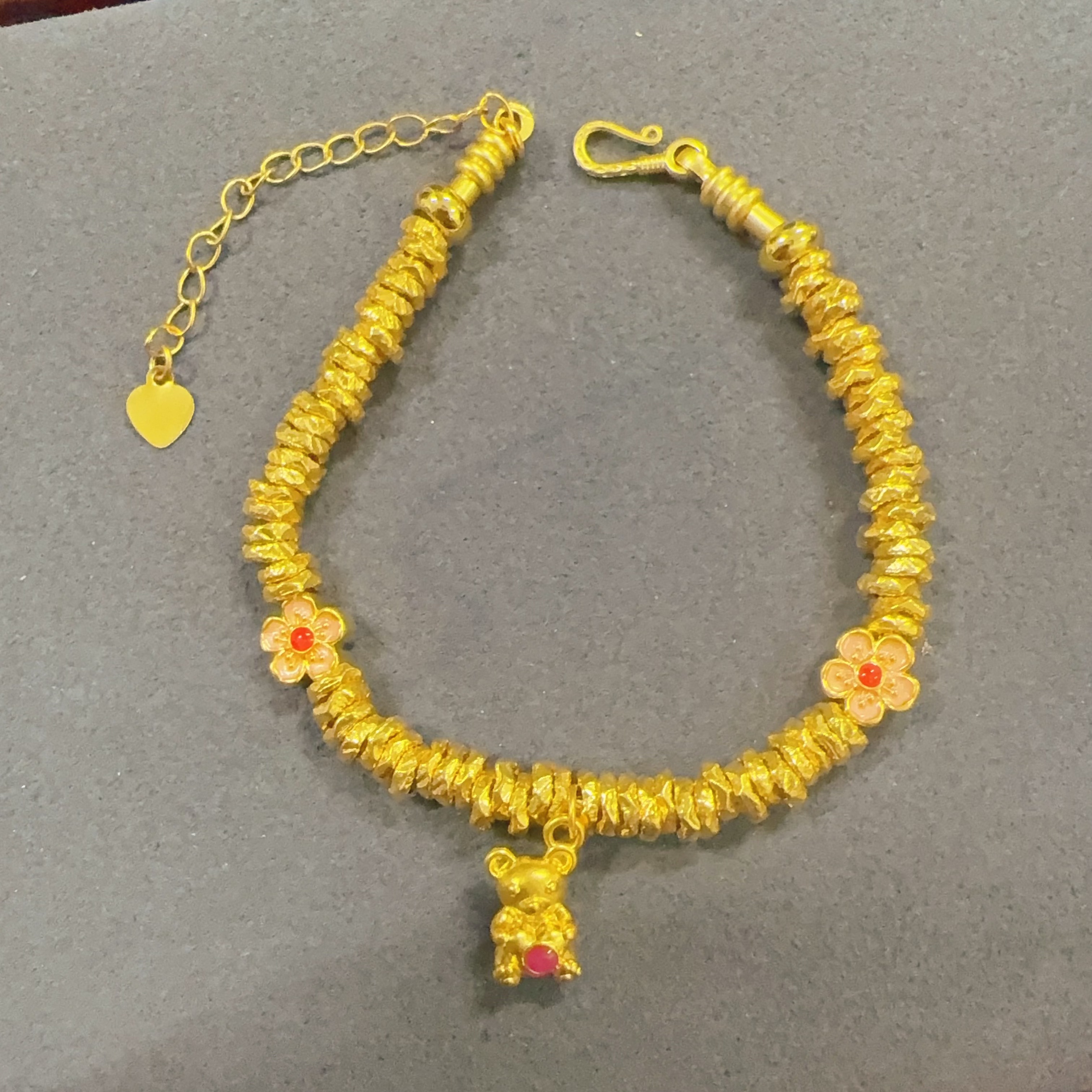 【足金暴富熊盘缠手串】卡 5mm（配合金链）