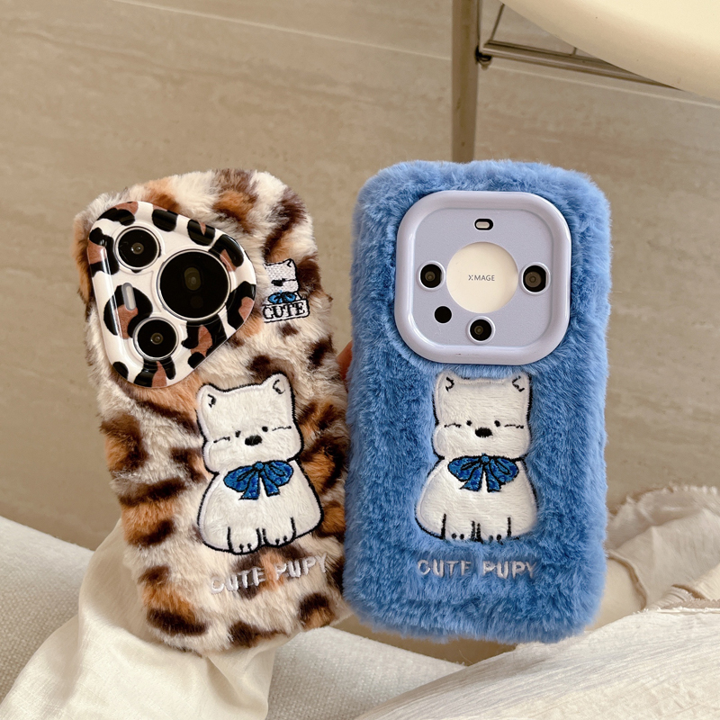 秋冬毛绒西高地适用iphone17promax苹果16手机壳15华为14可爱13女