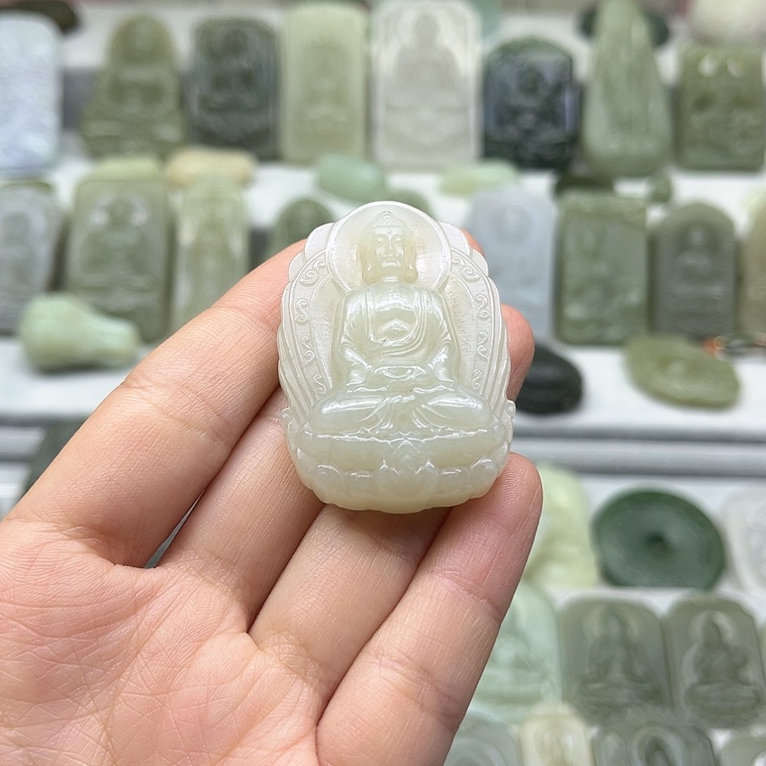 和田玉颈饰未镶嵌大日如来生肖羊 猴守护神