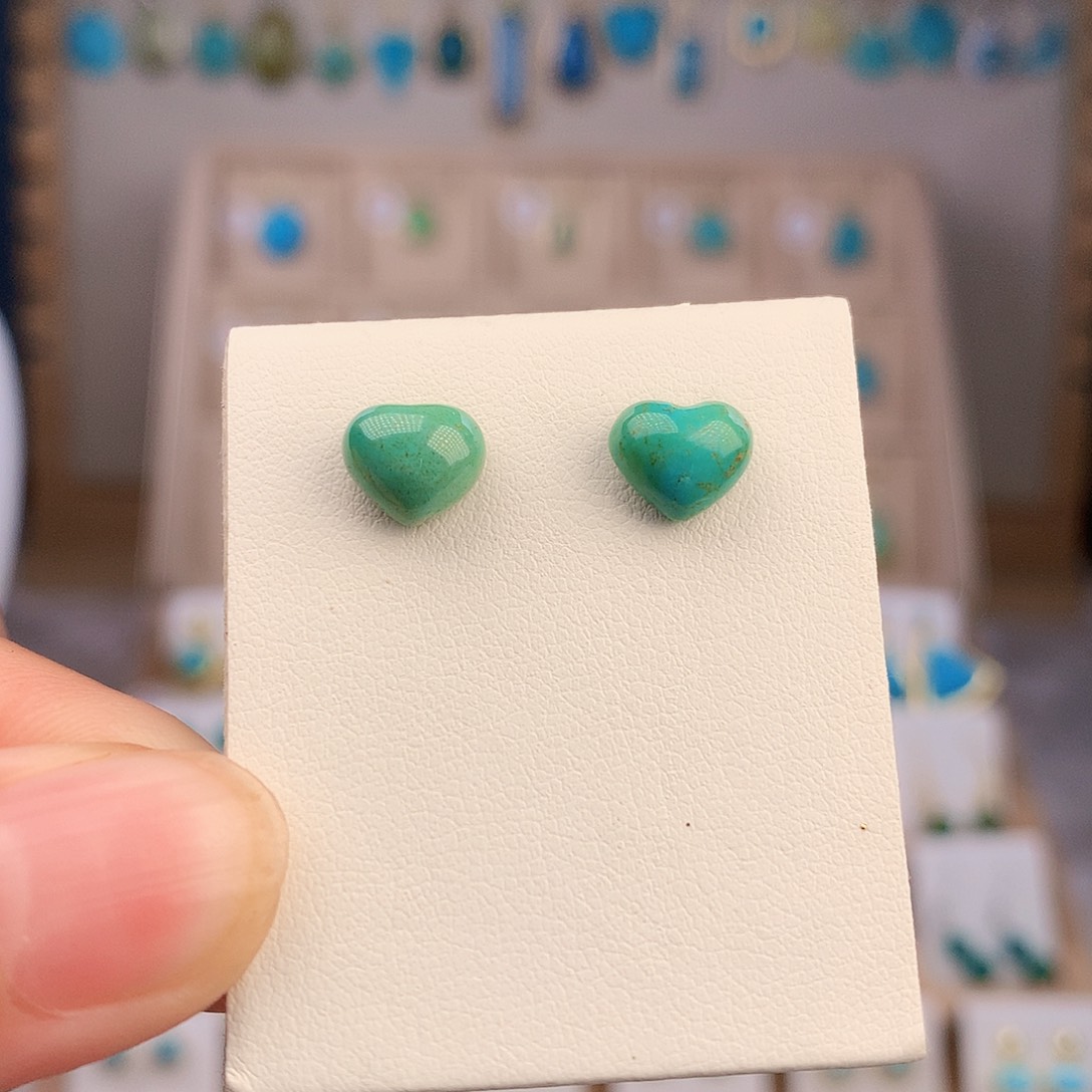 银S925镶嵌绿松石耳饰