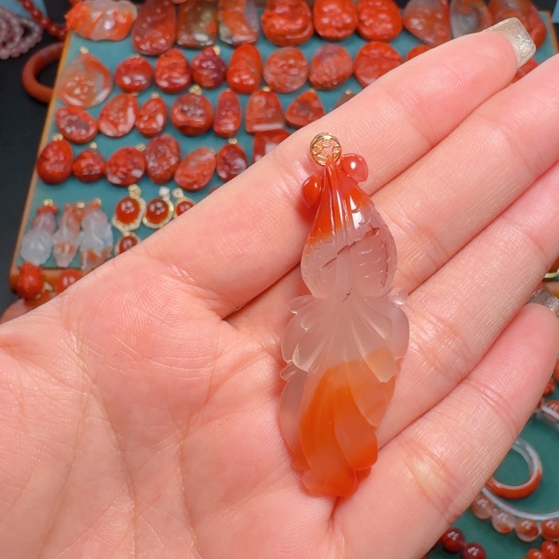 南红玛瑙南红18K金镶嵌