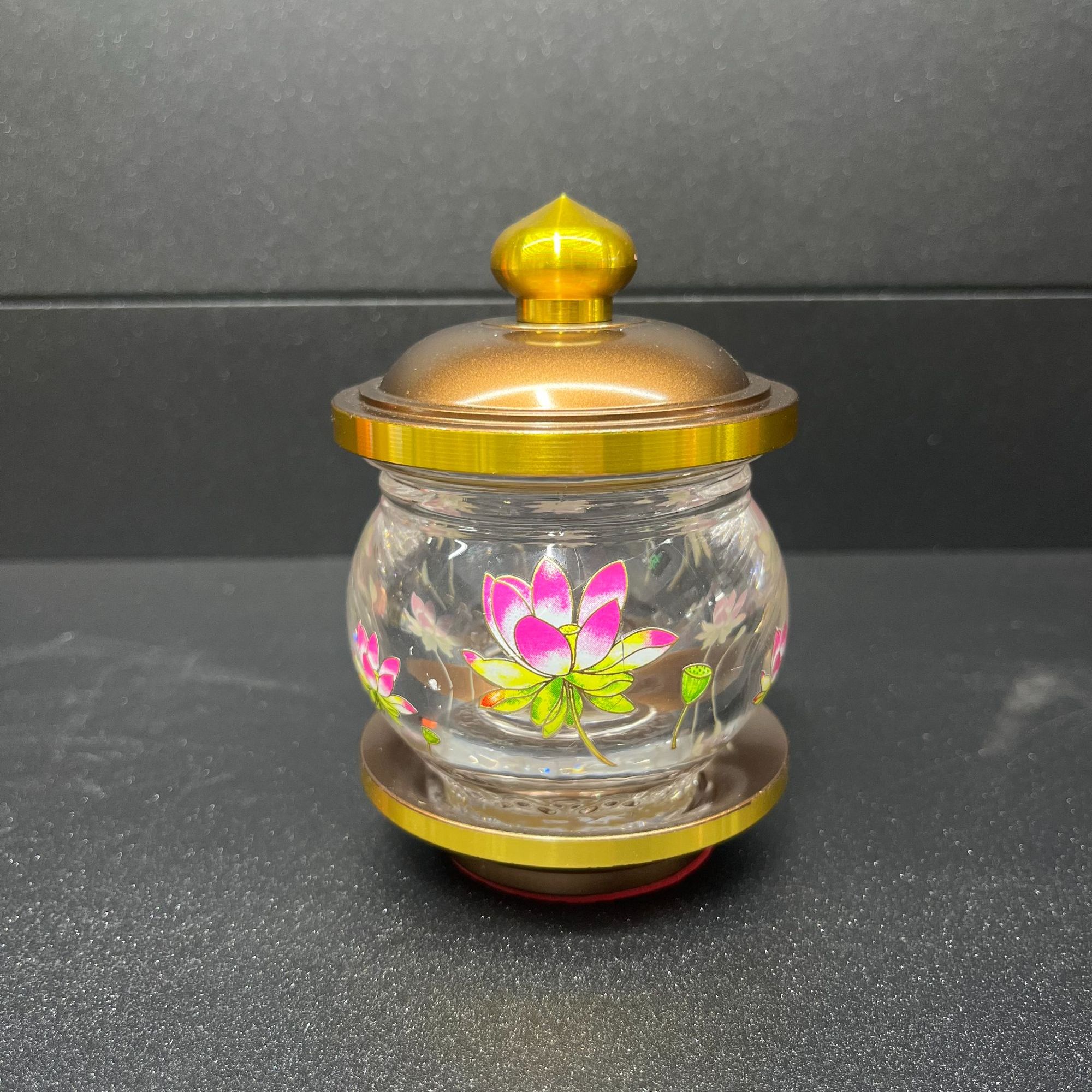 家用合金铜水杯佛堂观音莲花圣水杯