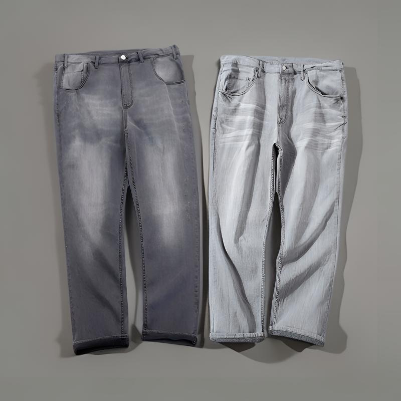 瑕疵处理春秋季加肥加大码休闲长裤男肥佬弹力水洗直筒宽松牛仔裤