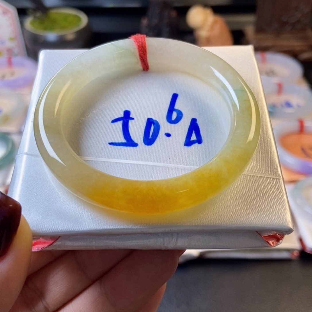 翡翠未镶嵌手镯14冰黄圆条
