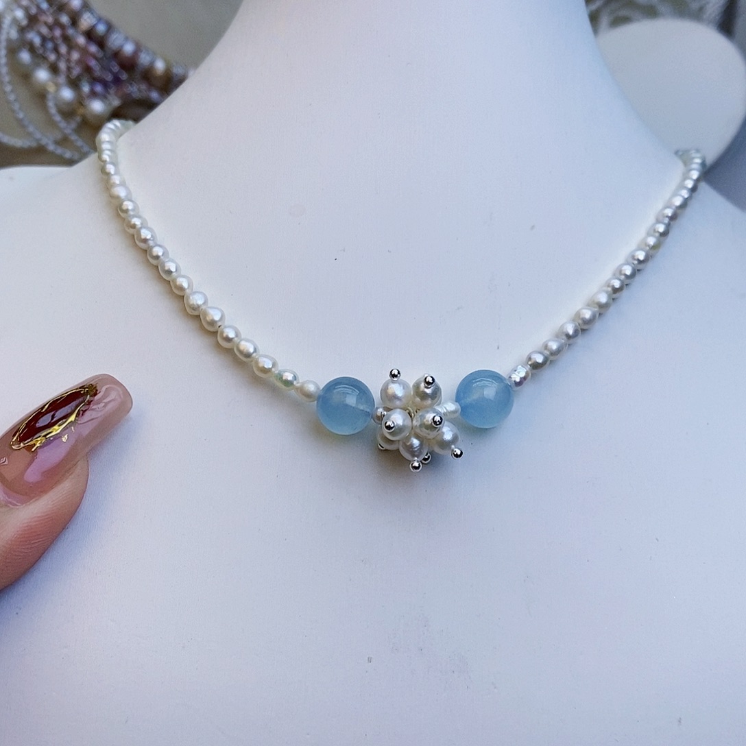 淡水珍珠颈饰银S925镶嵌