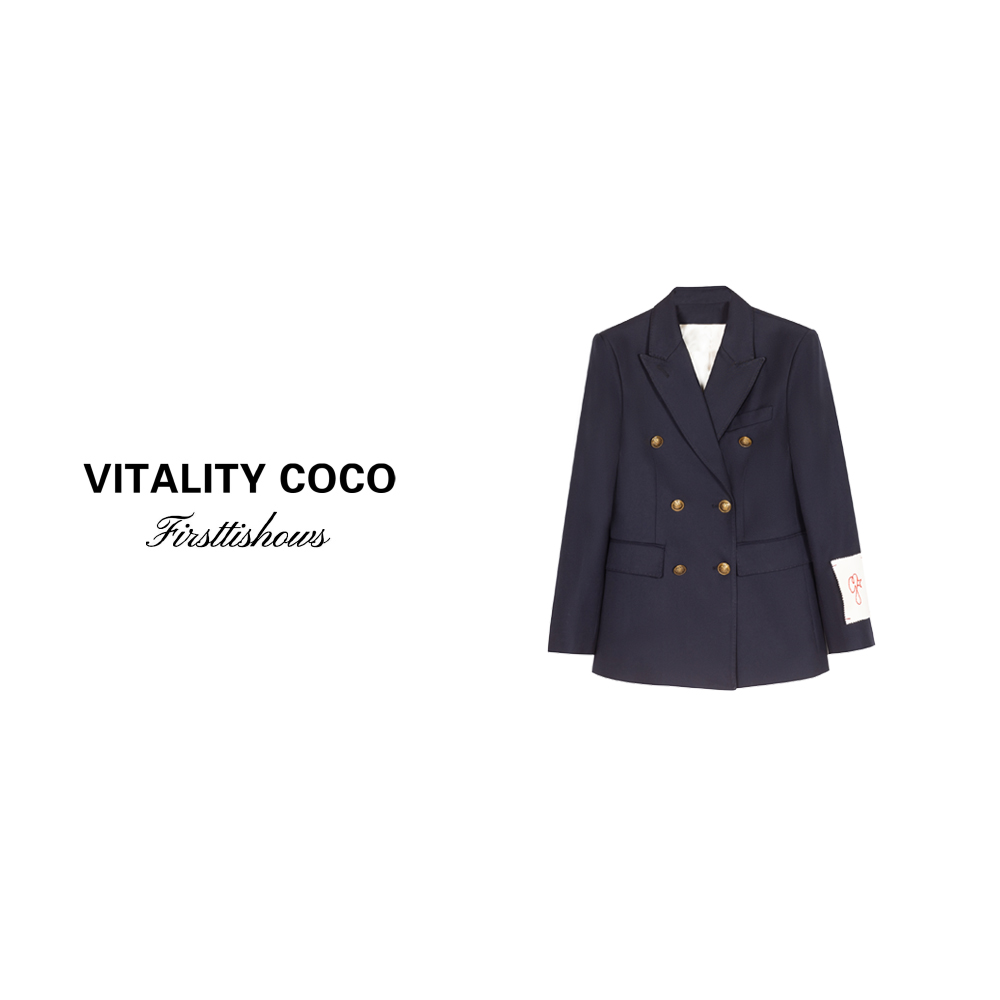 「VITALITY COCO」24秋冬上新热卖黑色中长款西装外套-1287