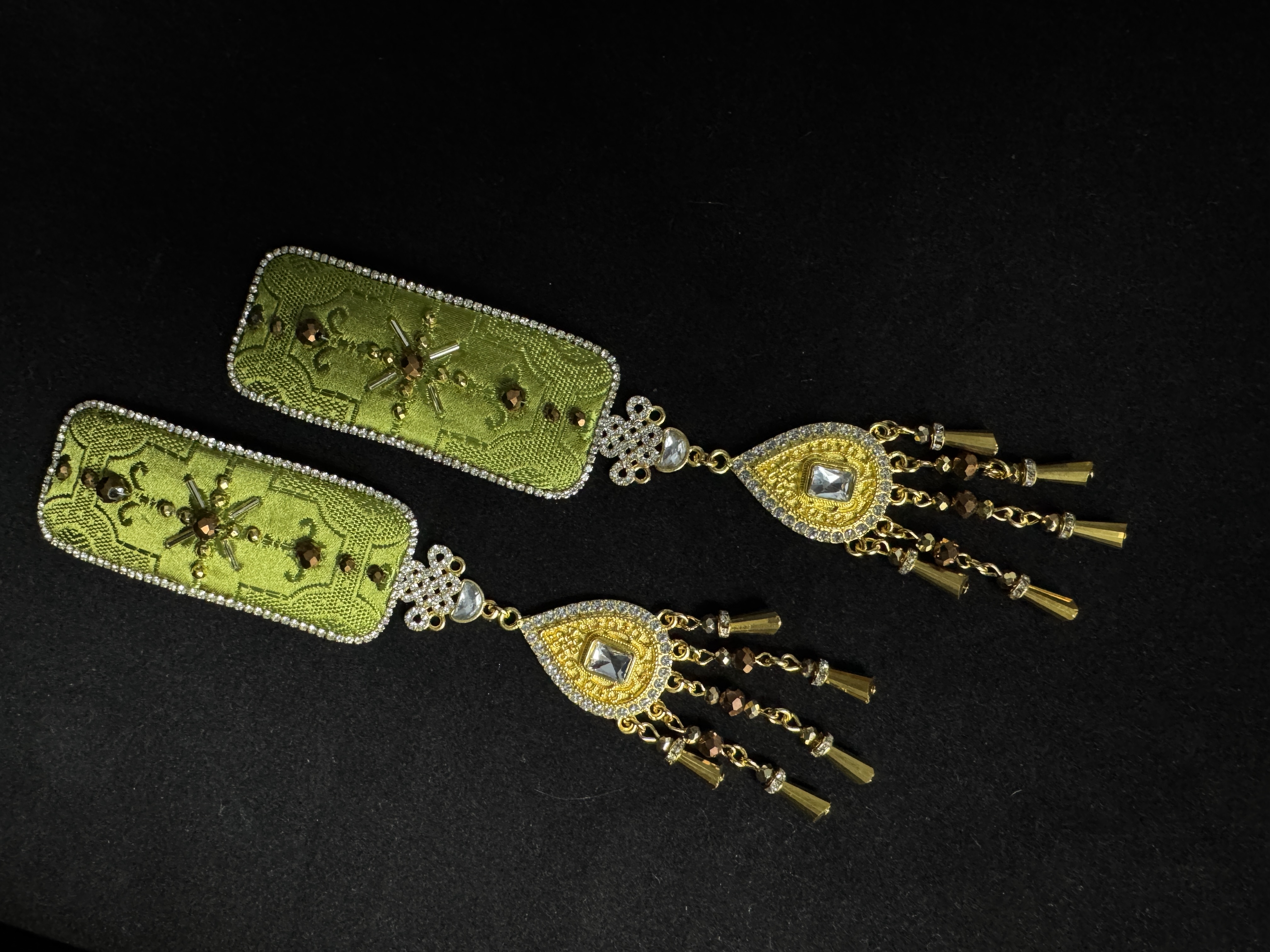 恒恒民族风纯手工墨绿色发卡(一对儿)