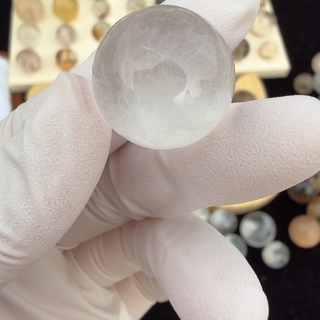 薇***笑水晶珠宝半成品未镶嵌兔毛18mm定制不退换