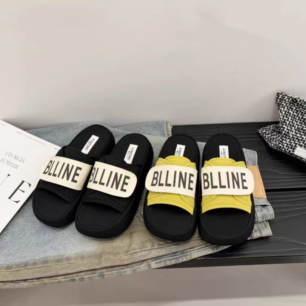 轻奢爆款魔术贴一字拖鞋女外穿夏季新百搭凉拖厚底配裙子凉鞋912