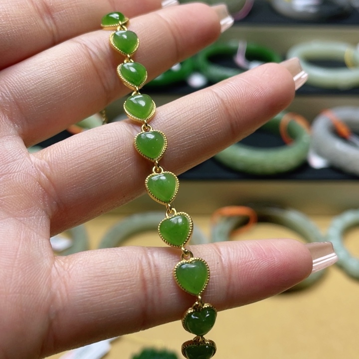 和田玉手链银S925镶嵌