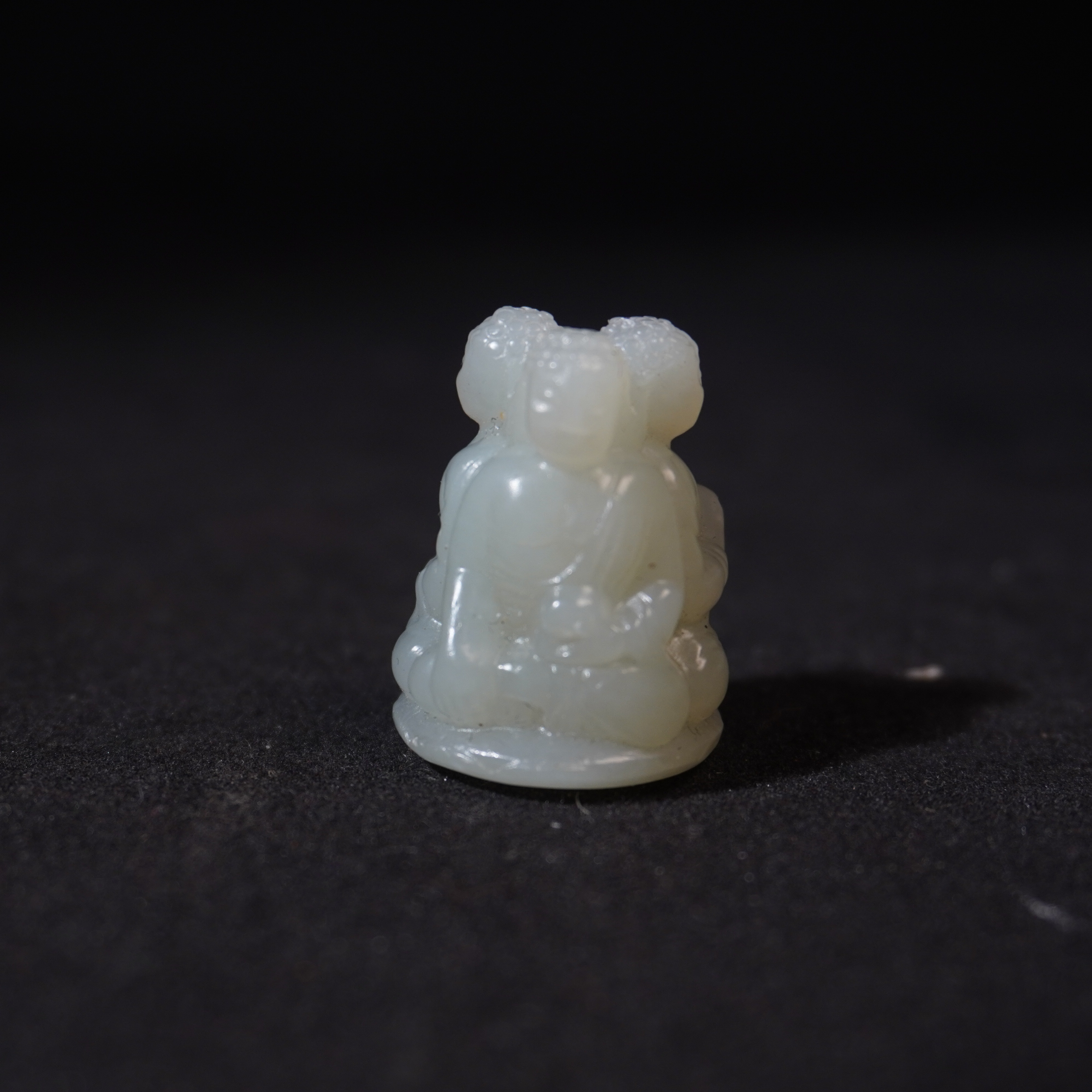 8SE168  清  和田玉三面佛吊坠