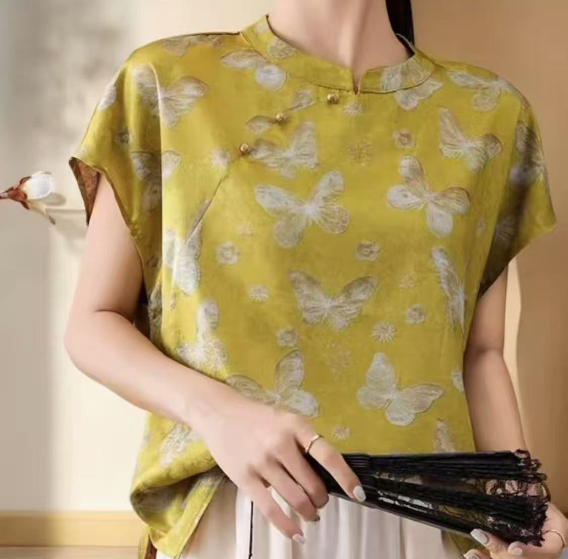 【金蝶】新中式中国风年轻款盘扣夏季新款显瘦显气质女士凉感小衫