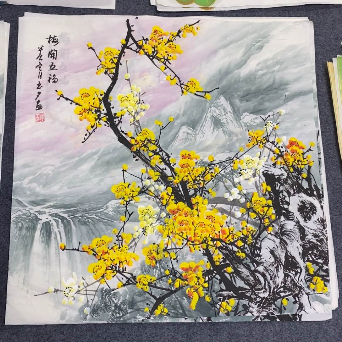 国画尺寸68✖️68手绘四尺斗方