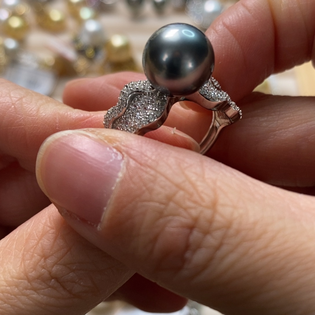 海水珍珠戒圈银S925镶嵌