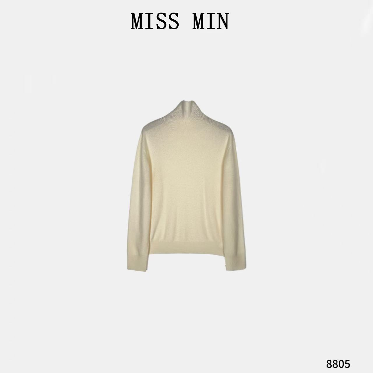 MISS MIN【暖白】100美丽诺羊毛秋冬保暖清冷系百搭显瘦毛衣8805